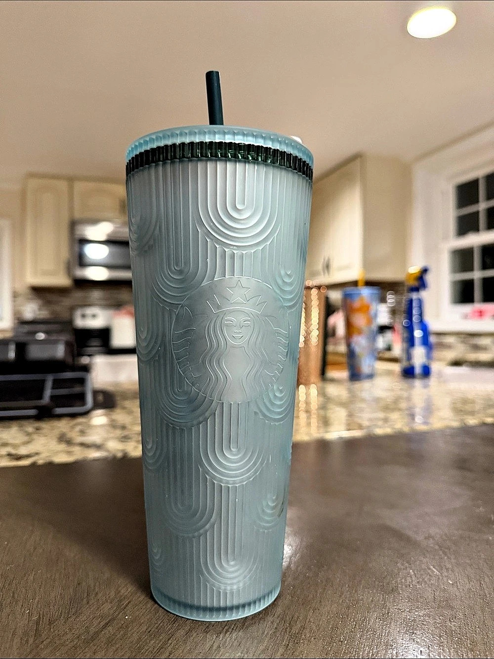 Starbucks Blue Geometric Arch Cold Cup Tumbler